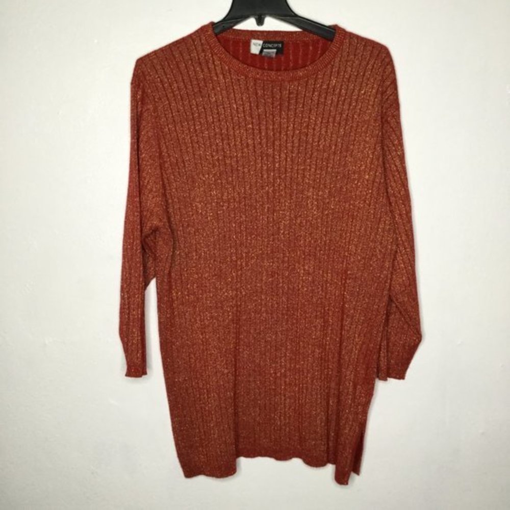 New Concepts Gold Accent Red Sweater Plus Size 24W